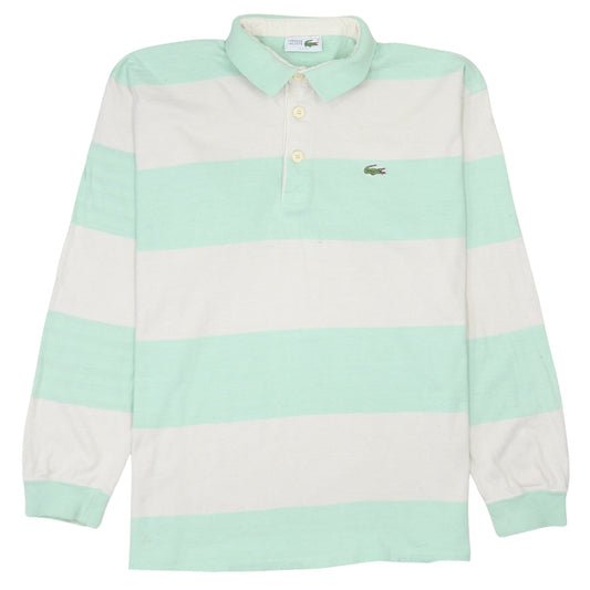 Lacoste Men’s Green White Striped Long Sleeve Polo Shirt L