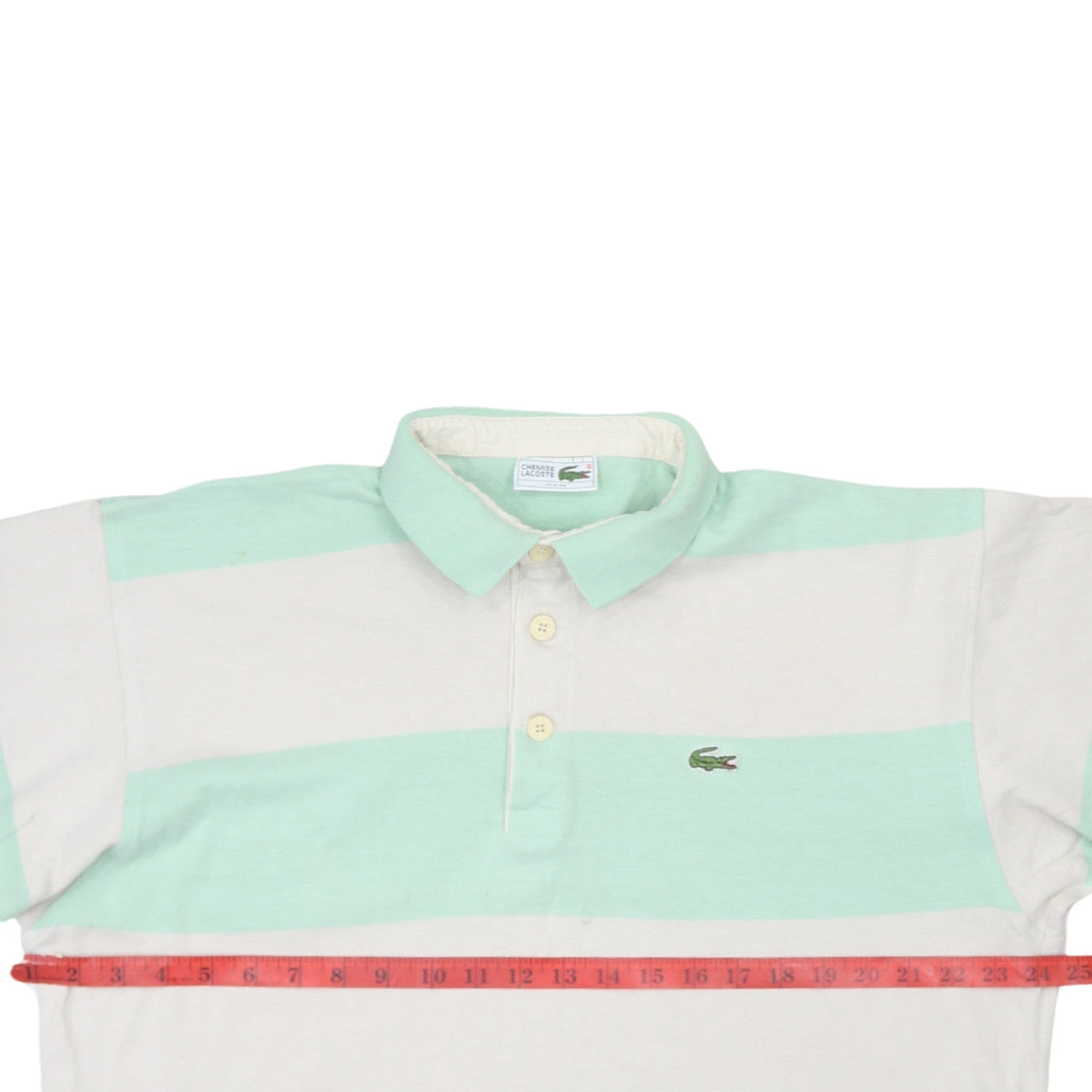 Lacoste Men’s Green White Striped Long Sleeve Polo Shirt L