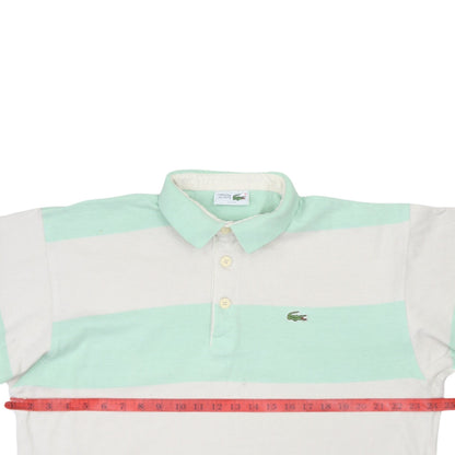 Lacoste Men’s Green White Striped Long Sleeve Polo Shirt L