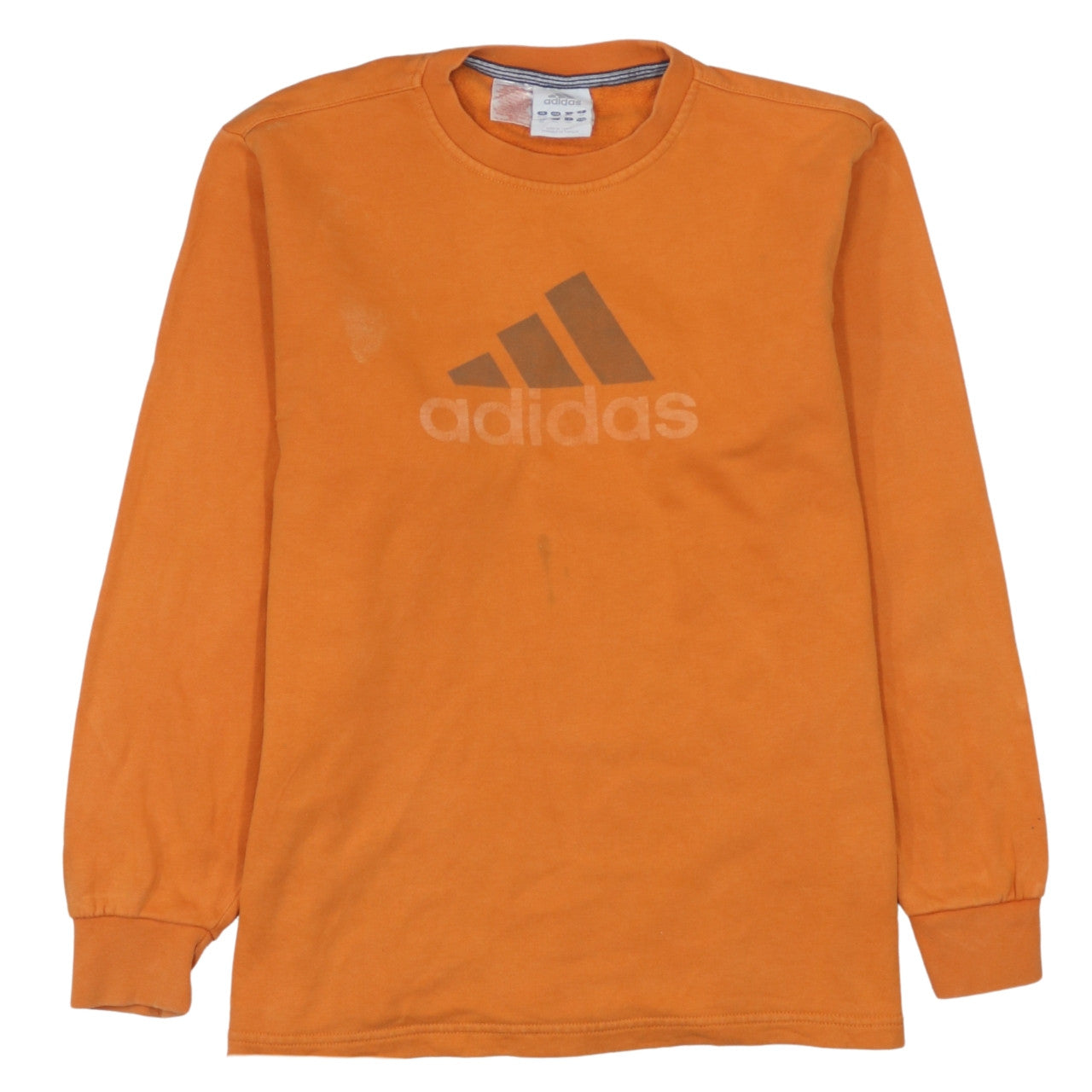 Adidas Boys Orange Sweatshirt 14 Years Pullover Fleece Logo Long Sleeve