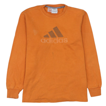 Adidas Boys Orange Sweatshirt 14 Years Pullover Fleece Logo Long Sleeve
