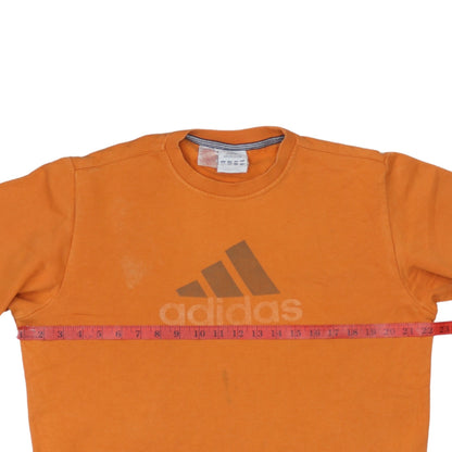 Adidas Boys Orange Sweatshirt 14 Years Pullover Fleece Logo Long Sleeve