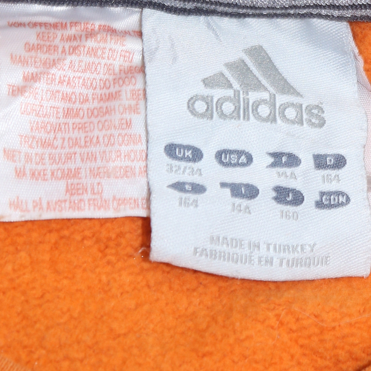 Adidas Boys Orange Sweatshirt 14 Years Pullover Fleece Logo Long Sleeve