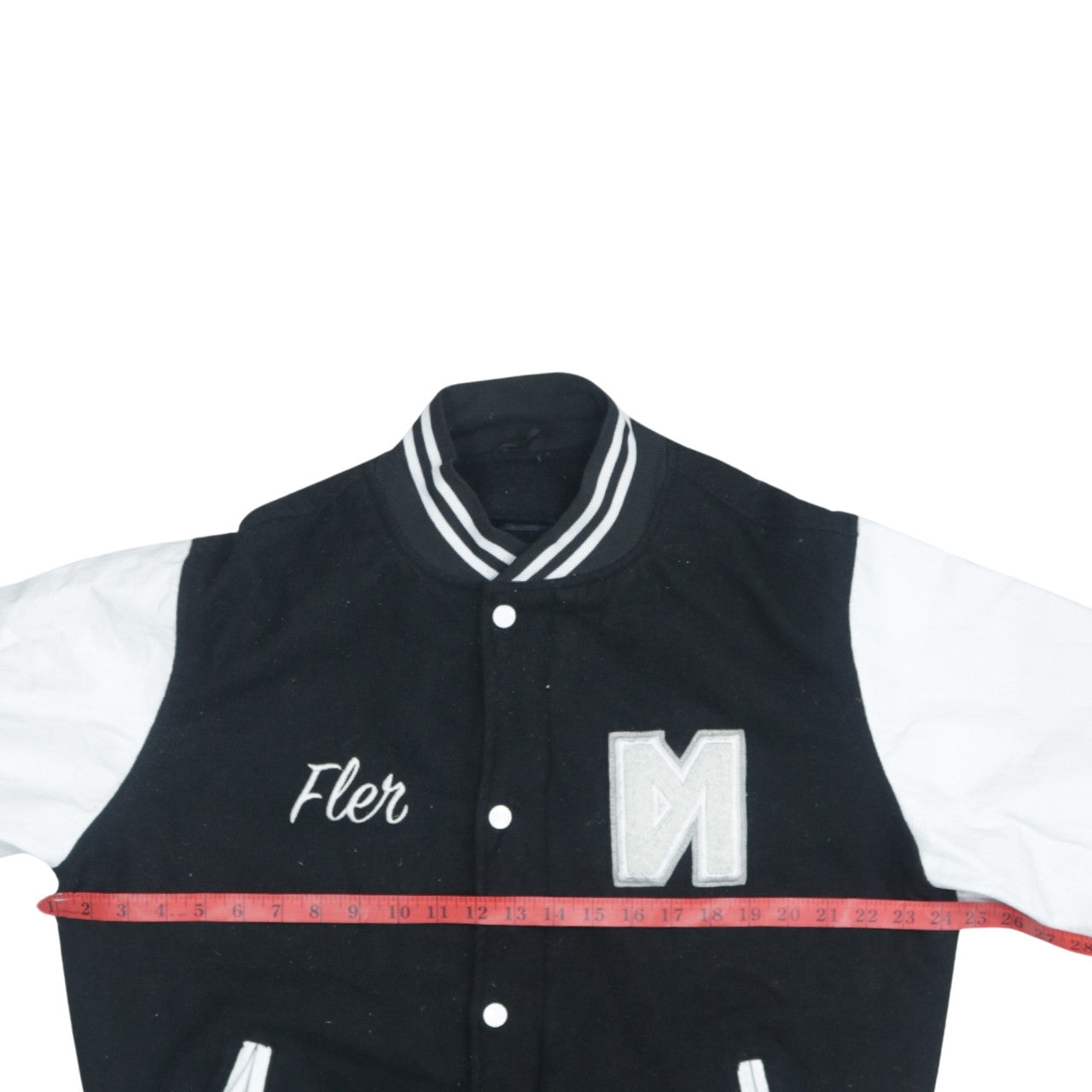 The First Real Brand Varsity Jacket Unisex Black White XL Wool Leather
