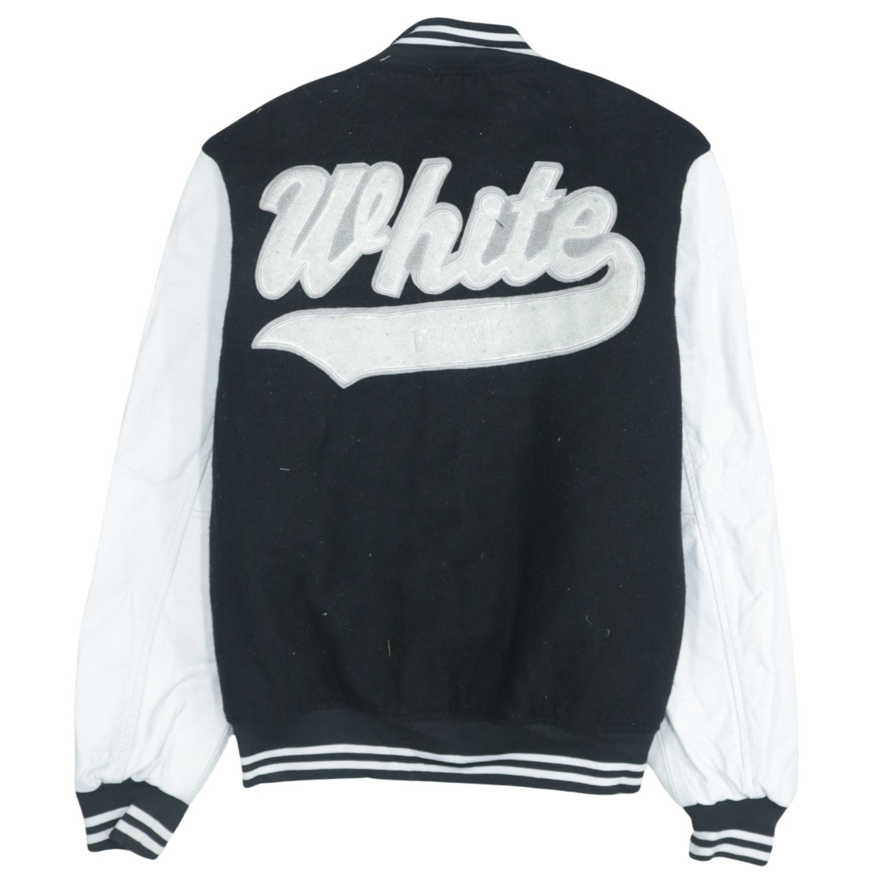 The First Real Brand Varsity Jacket Unisex Black White XL Wool Leather