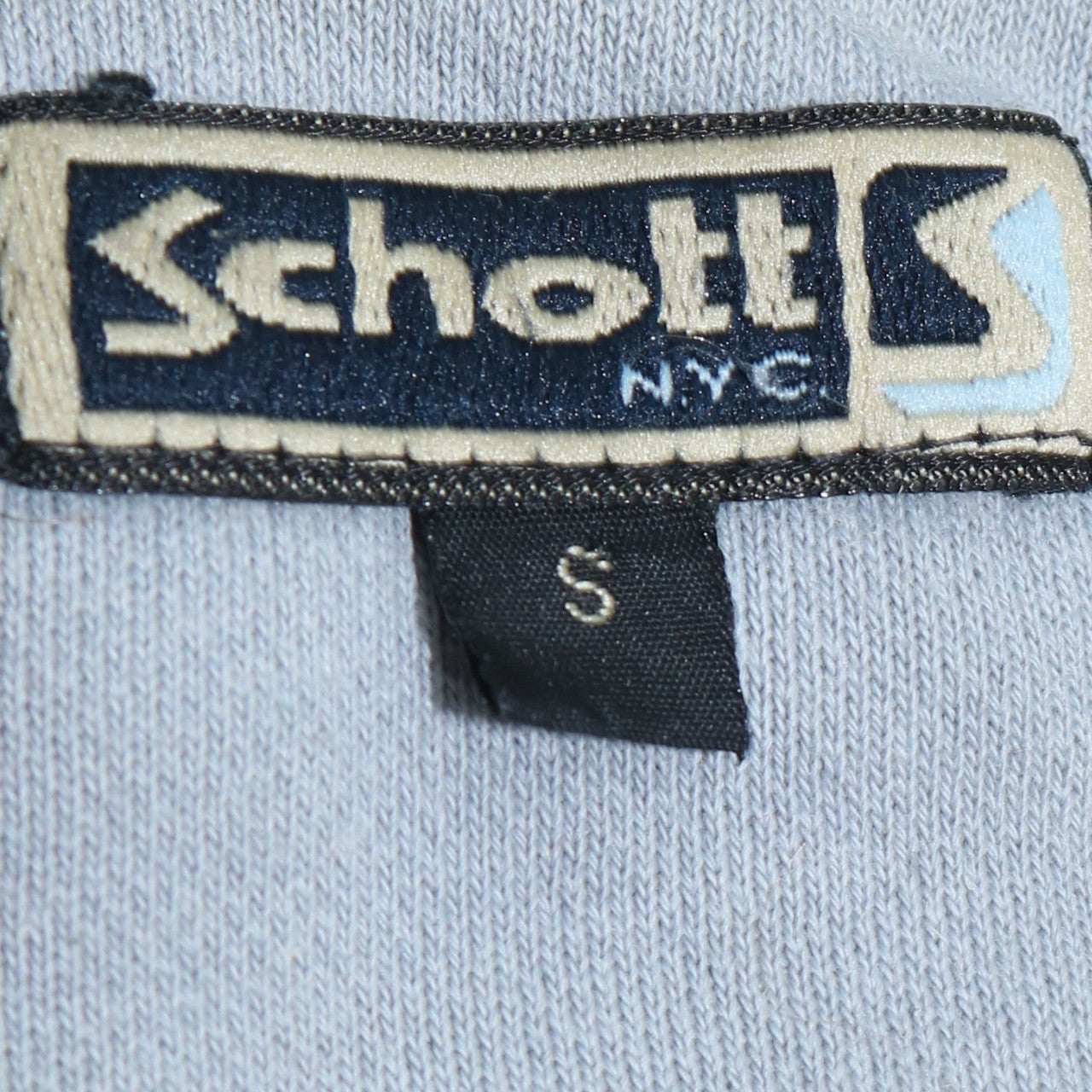 Schott NYC Mens Small Blue Pullover Sweatshirt V-Neck Logo Cotton