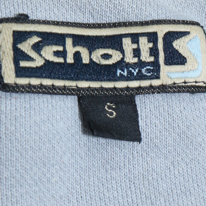 Schott NYC Mens Small Blue Pullover Sweatshirt V-Neck Logo Cotton
