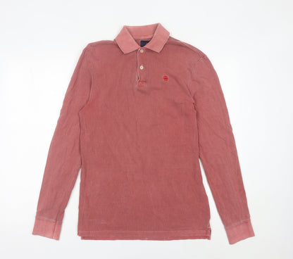 G-Star Raw Mens Red Long Sleeve Polo Shirt XS Cotton Logo Casual