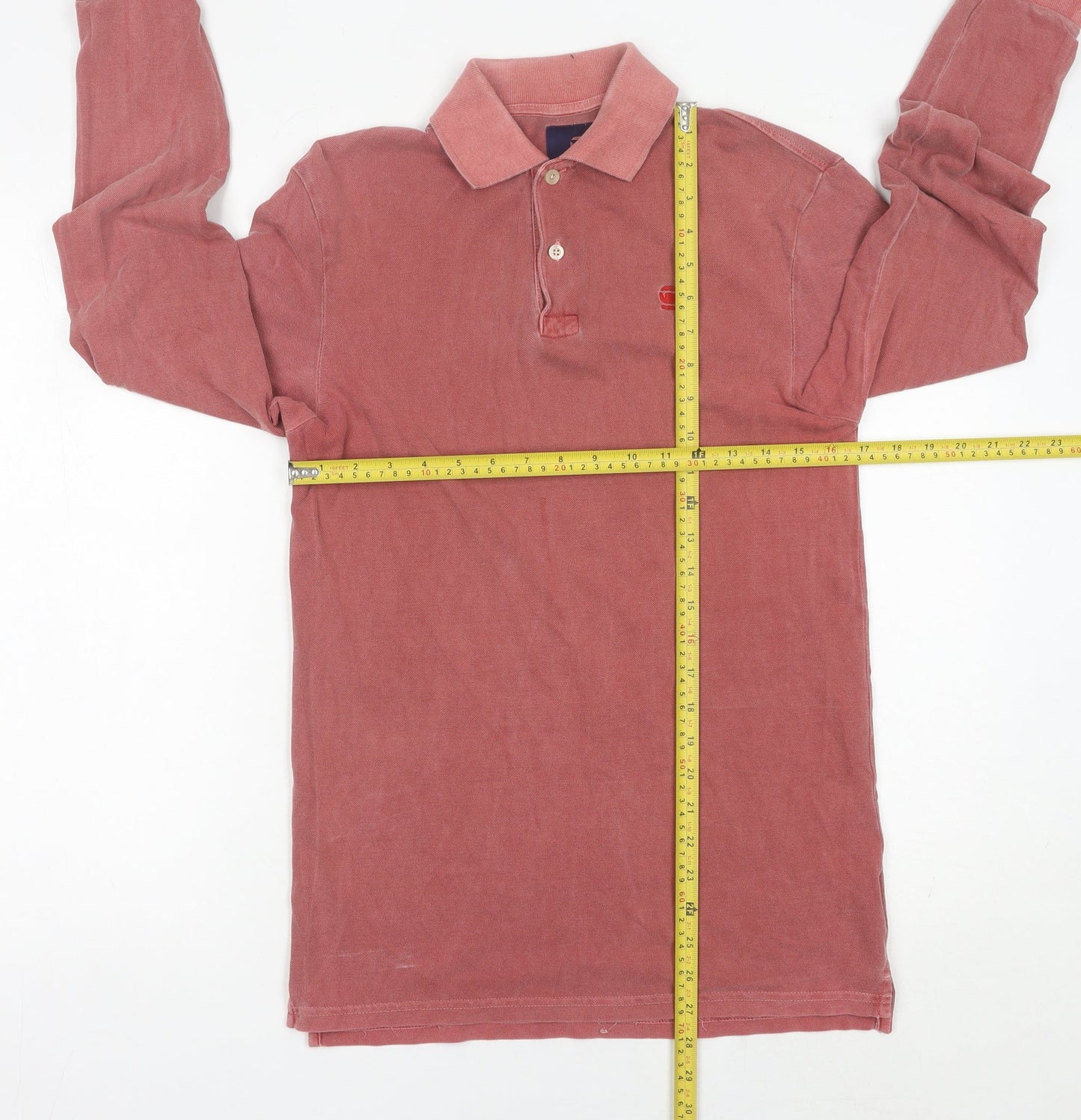 G-Star Raw Mens Red Long Sleeve Polo Shirt XS Cotton Logo Casual