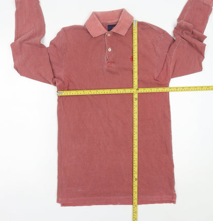 G-Star Raw Mens Red Long Sleeve Polo Shirt XS Cotton Logo Casual