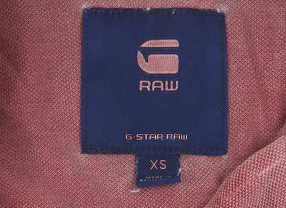 G-Star Raw Mens Red Long Sleeve Polo Shirt XS Cotton Logo Casual