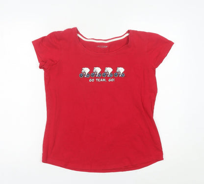 Mountain Life Womens Red Size 12 Scoop Neck Sheep Print T-Shirt