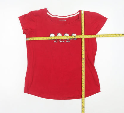 Mountain Life Womens Red Size 12 Scoop Neck Sheep Print T-Shirt