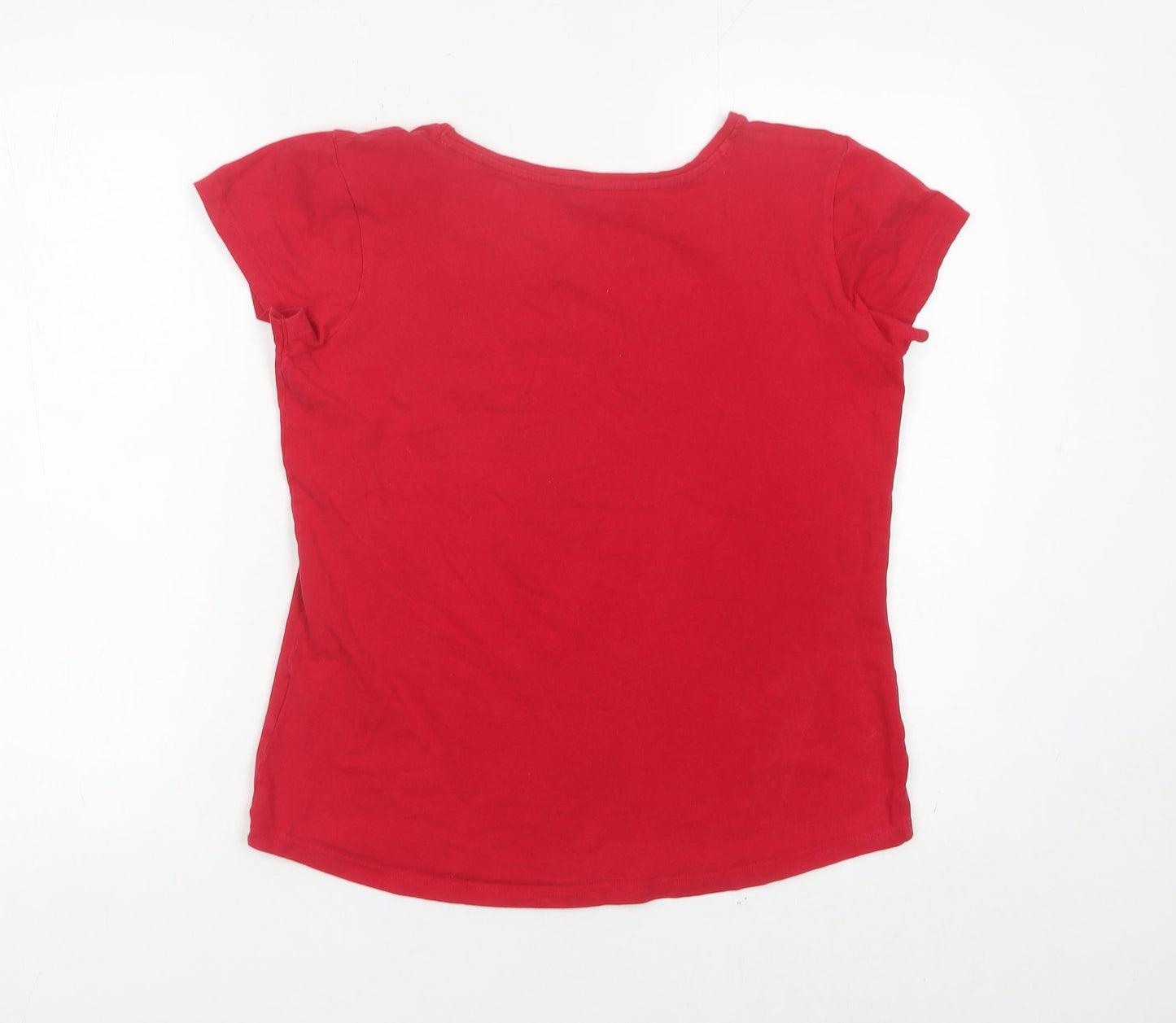 Mountain Life Womens Red Size 12 Scoop Neck Sheep Print T-Shirt
