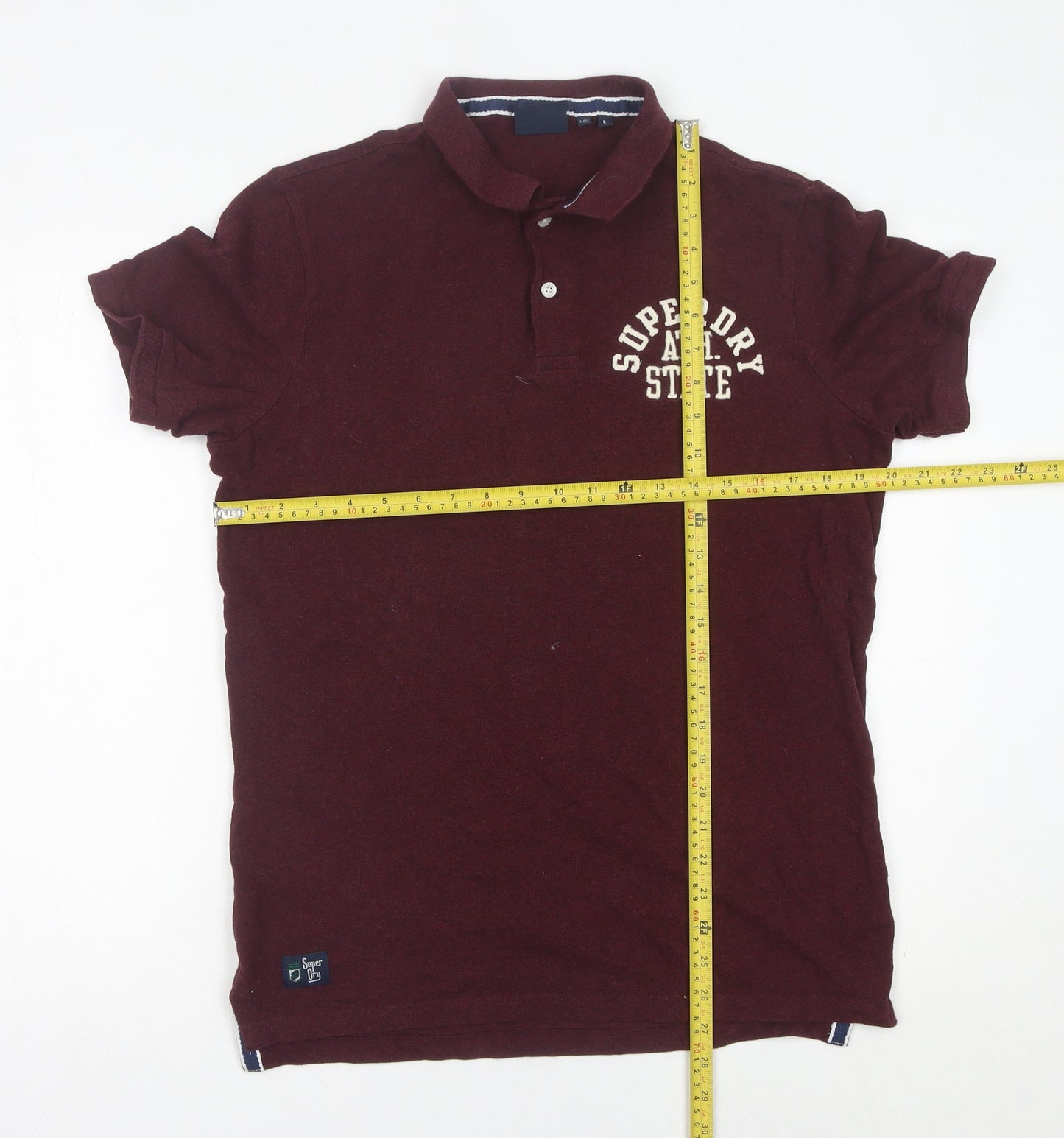 Superdry Men’s Red Polo Shirt L Slim Fit Cotton Embroidered Logo