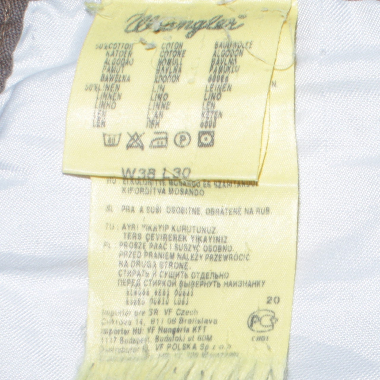 Wrangler Mens Brown Straight Leg Jeans W38 L30 Cotton Linen