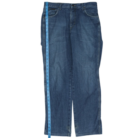 Wrangler Men Blue 34x32 Straight Leg Denim Jeans Texas Regular Fit