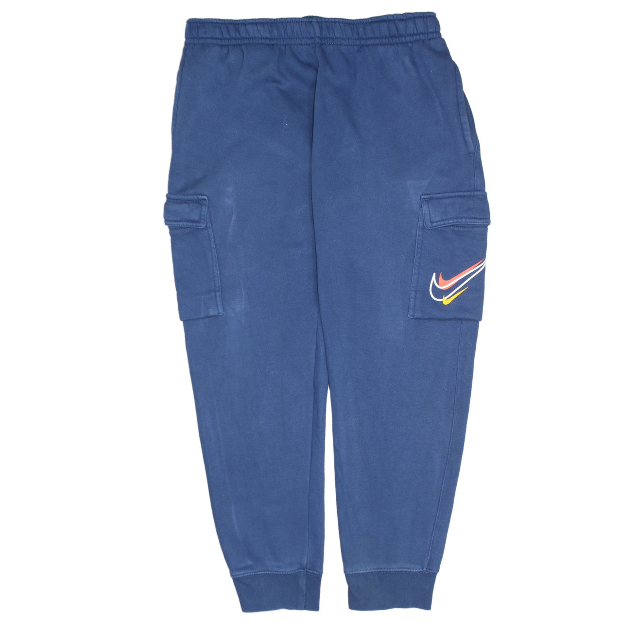 Nike Men’s Blue Cargo Joggers L Cotton Blend Tapered Casual