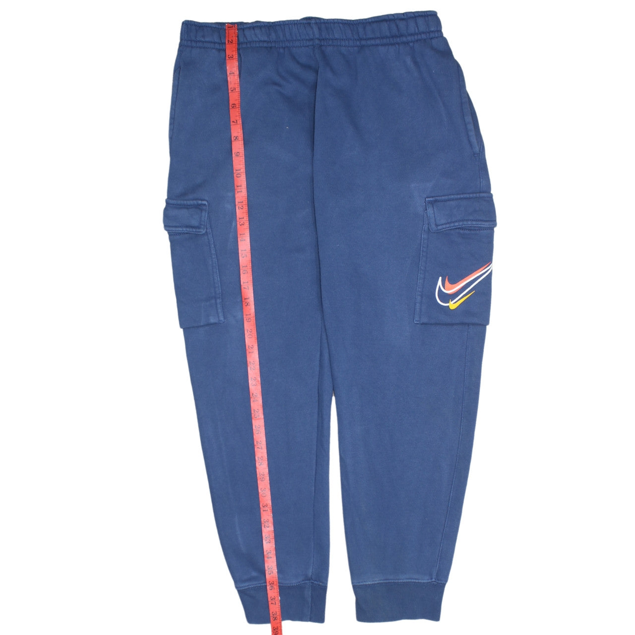 Nike Men’s Blue Cargo Joggers L Cotton Blend Tapered Casual