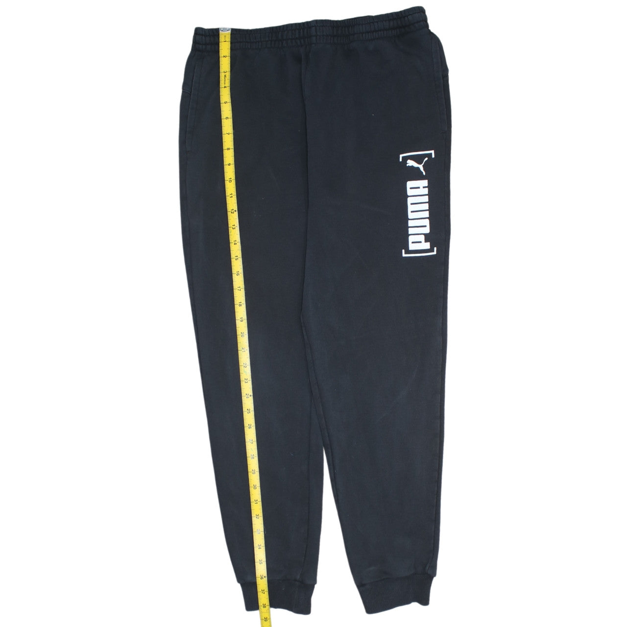 Puma Mens Black L Sweatpants Joggers Elastic Waist Logo Tapered