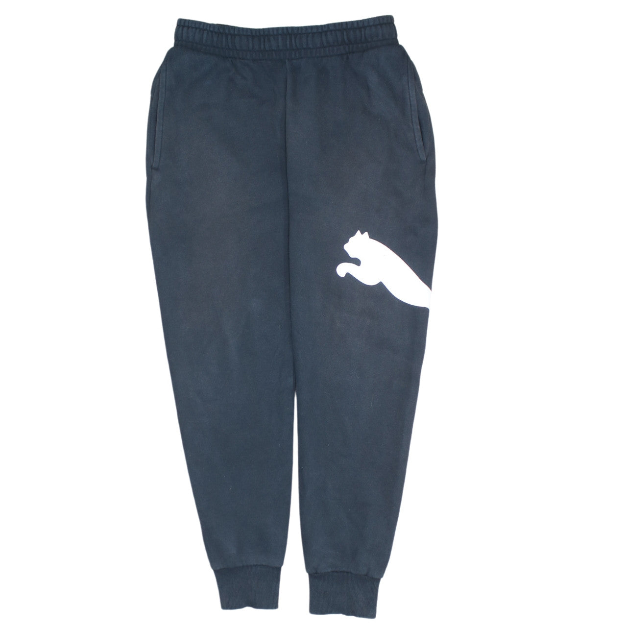 Puma Men’s Black Sweatpants S Logo Tapered Cotton Blend