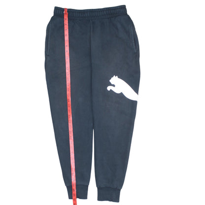 Puma Men’s Black Sweatpants S Logo Tapered Cotton Blend