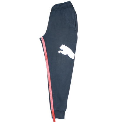 Puma Men’s Black Sweatpants S Logo Tapered Cotton Blend
