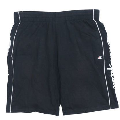 Champion Men’s Black L Sweat Shorts Elastic Waist Logo Casual Sportswear