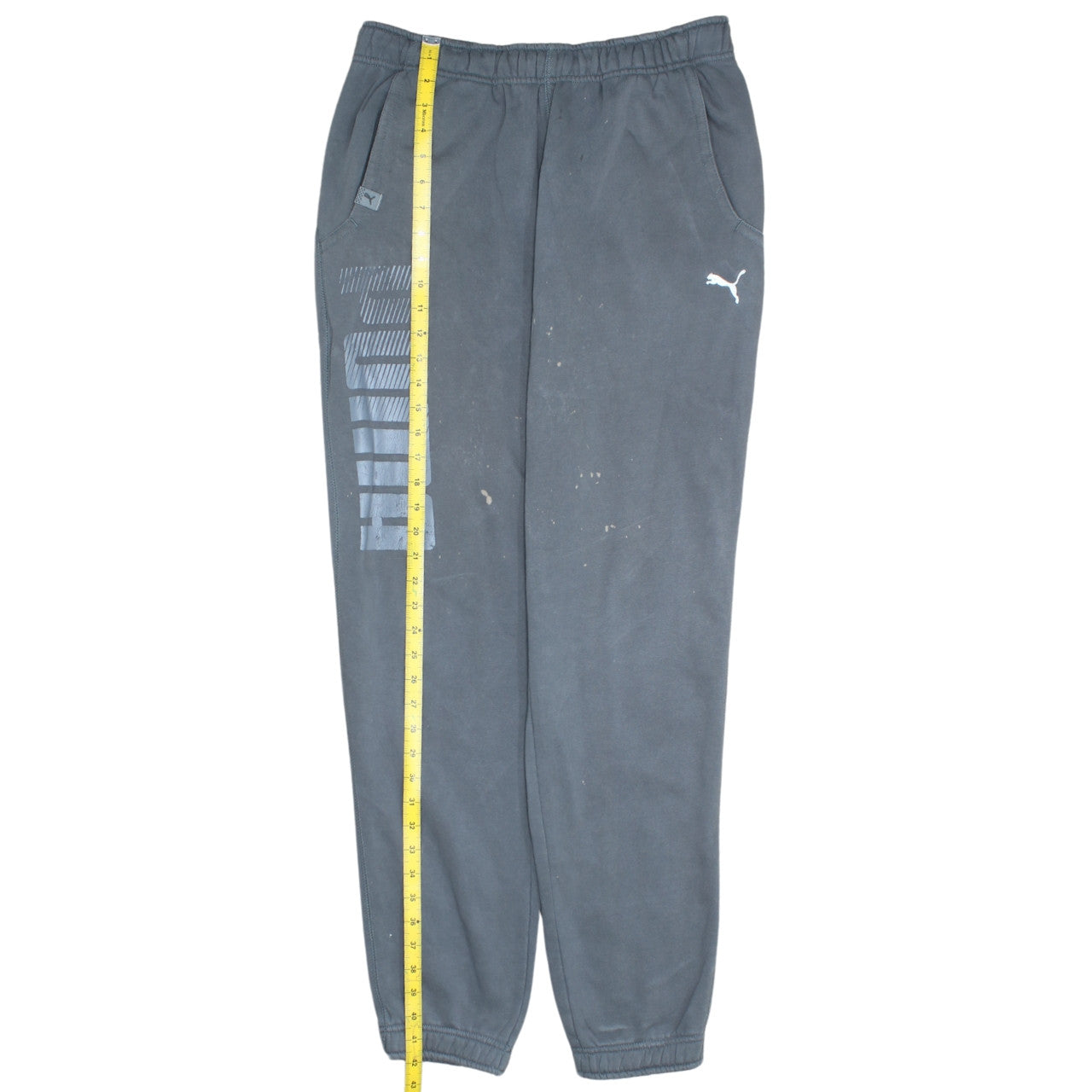 Puma Mens Grey Sweatpants Trousers Size M Regular Fit Logo Sports