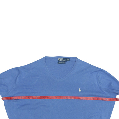 Ralph Lauren Men’s Blue 2XL V-Neck Cotton Jumper Pullover Sweater