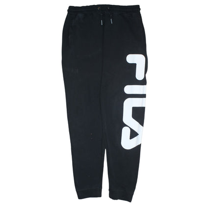Fila Mens Black Sweatpants L Logo Print Tapered Joggers
