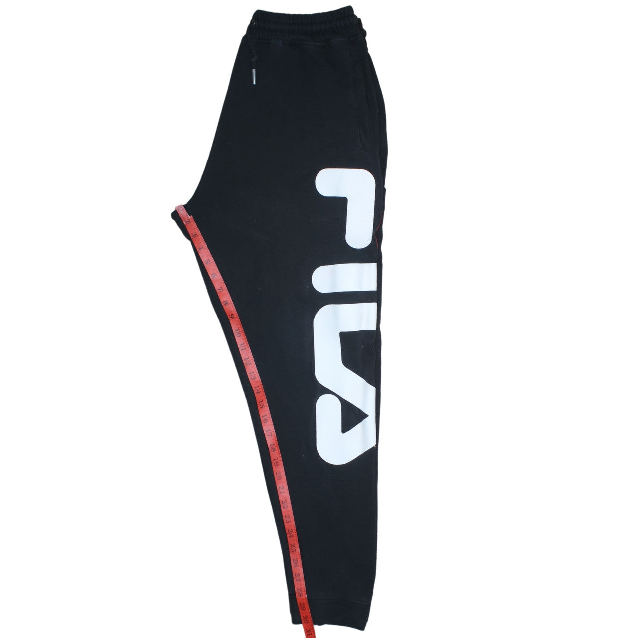 Fila Mens Black Sweatpants L Logo Print Tapered Joggers