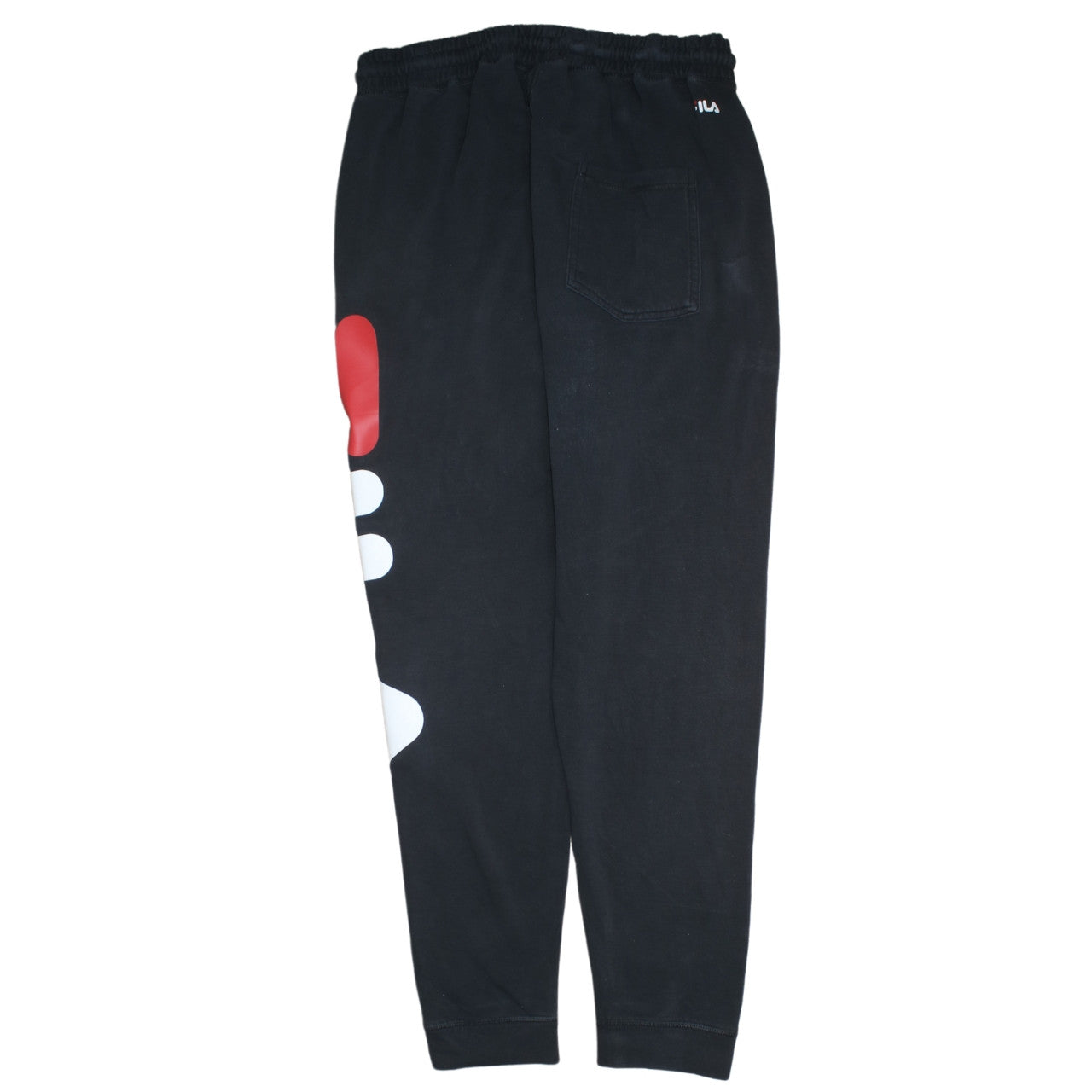 Fila Mens Black Sweatpants L Logo Print Tapered Joggers