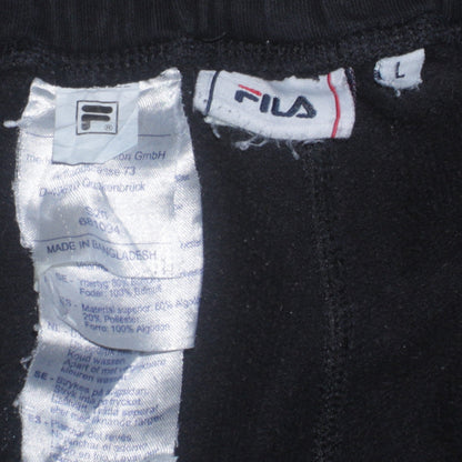 Fila Mens Black Sweatpants L Logo Print Tapered Joggers