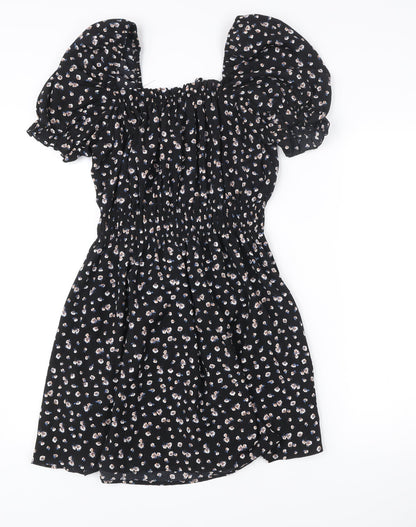 AX Paris Women’s Black Floral Puff Sleeve Skater Dress Size 10