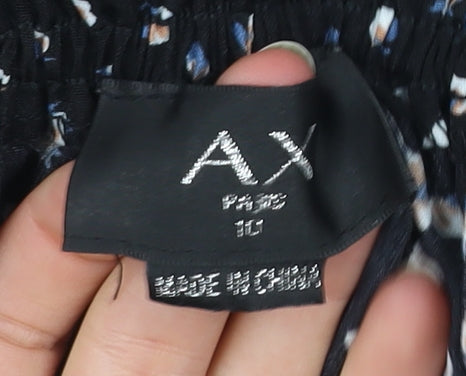 AX Paris Women’s Black Floral Puff Sleeve Skater Dress Size 10