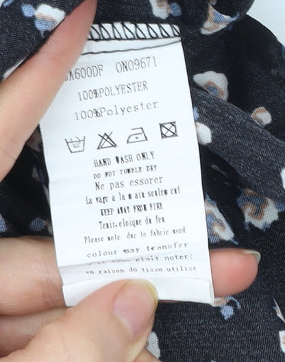 AX Paris Women’s Black Floral Puff Sleeve Skater Dress Size 10