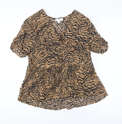 Womens UK Size 6 Warehouse Brown Tunic Blouse