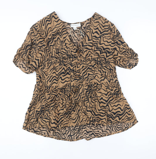 Womens UK Size 6 Warehouse Brown Tunic Blouse