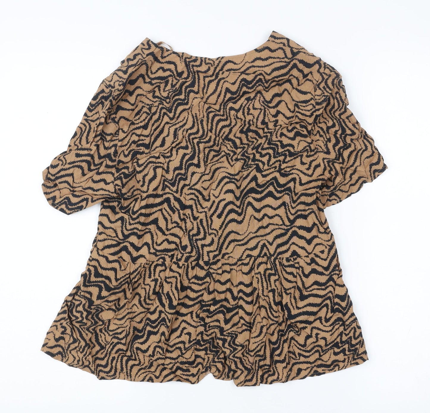 Womens UK Size 6 Warehouse Brown Tunic Blouse