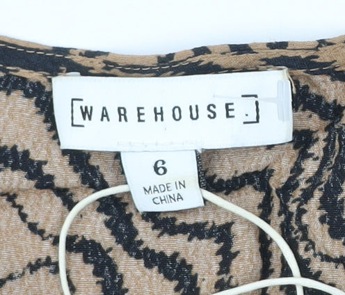 Womens UK Size 6 Warehouse Brown Tunic Blouse