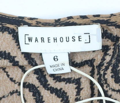 Womens UK Size 6 Warehouse Brown Tunic Blouse