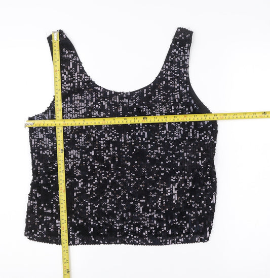 New Look Womens Black Sequin Tank Top Size 14 Party Camisole
