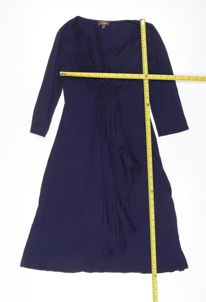 Phase Eight Women’s Blue Size 10 V-Neck Wrap Dress Long Sleeve