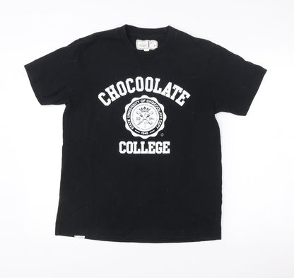 CHOCOOLATE Men’s Black Medium College Graphic Cotton T-Shirt