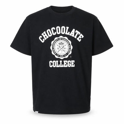CHOCOOLATE Men’s Black Medium College Graphic Cotton T-Shirt