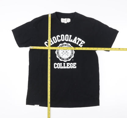 CHOCOOLATE Men’s Black Medium College Graphic Cotton T-Shirt