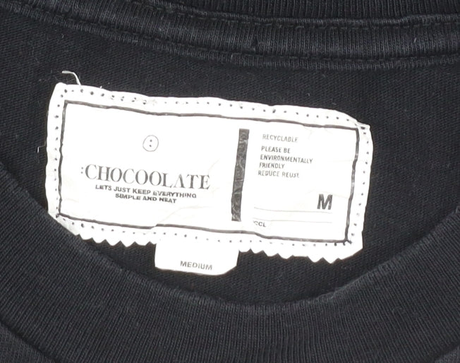 CHOCOOLATE Men’s Black Medium College Graphic Cotton T-Shirt