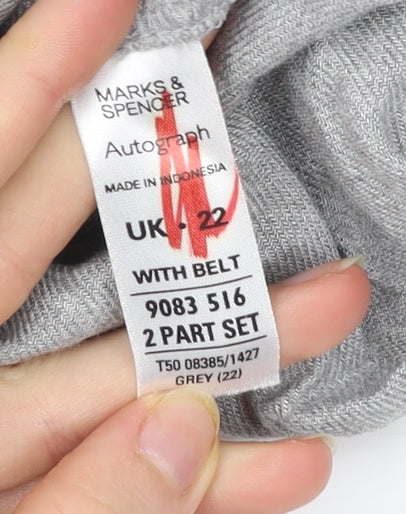 Marks and Spencer Women’s Grey Shirt Dress Size 22 Viscose Belted