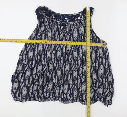 Next Womens Blue Floral Lace Sleeveless Tunic Blouse Size 12